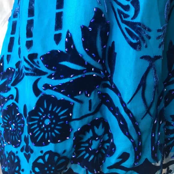 Blue silk blouse size medium with beads - Picture 12 of 12